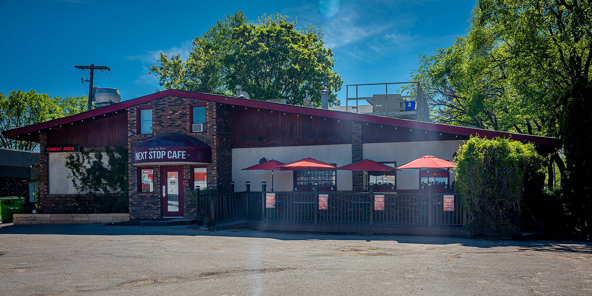 Next Stop Cafe exterior with patio