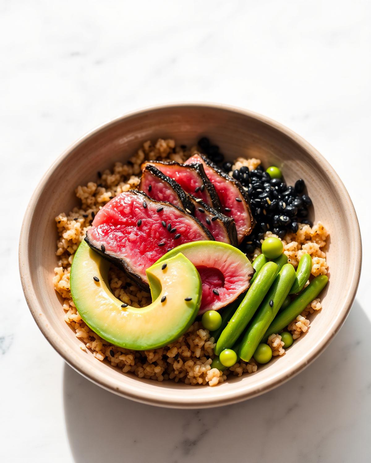 Seared ahi tuna bowl